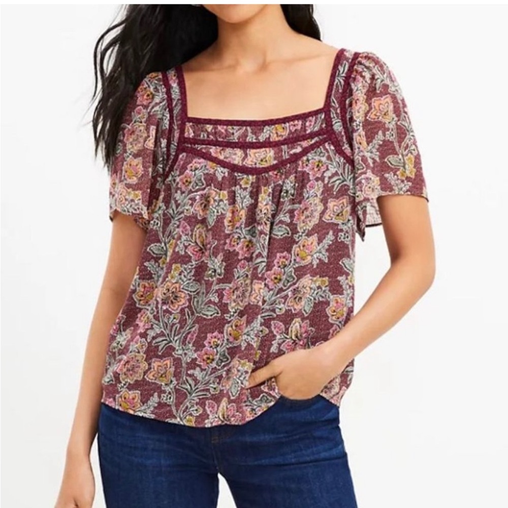 Floral Square Neck Blouse LOFT